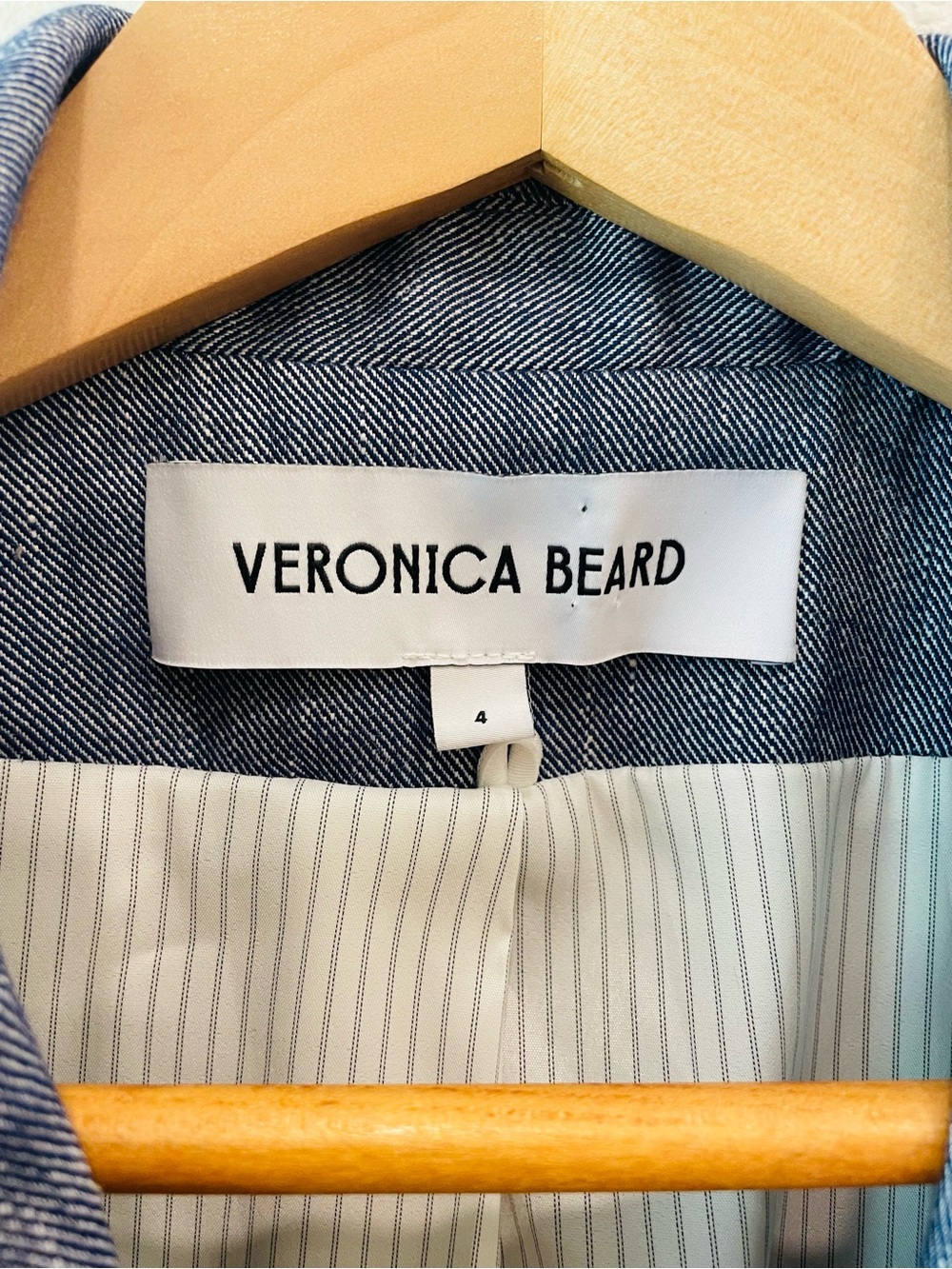Veronica Beard Miller Linen Dickey Jacket in Blue Melange, Size 4 - Picture 6 of 6
